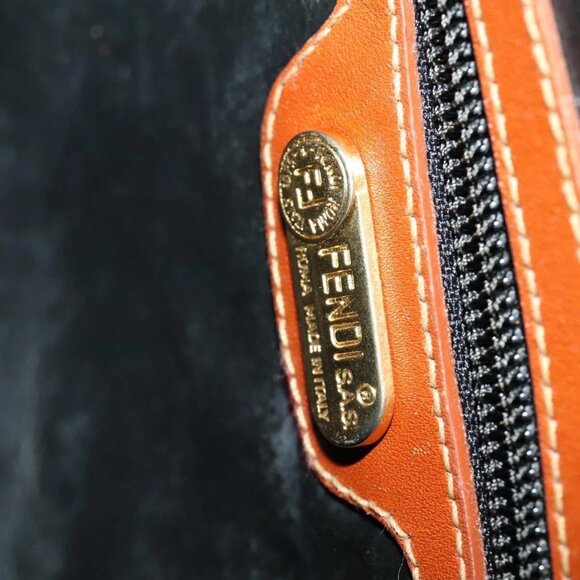 FENDI Pecan Canvas Boston Bag PVC Black Brown Auth hk2948 - Picture 10 of 16